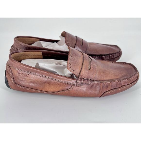Clarks Ashmont Way Tan Leather Loafer Driving Shoes Men's 9.5M Comfort Slip On - Picture 7 of 12